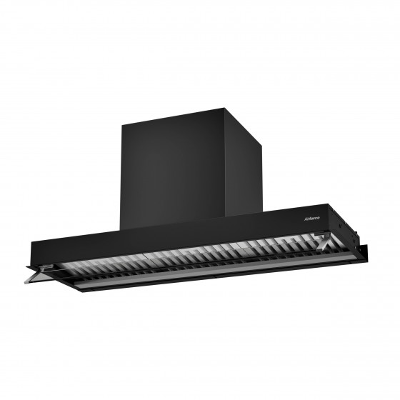 AIRFORCE F300 NoDrop BL/A/90 90cm Μαύρο Απορροφητήρας Εντοιχιζόμενος Τζάκι